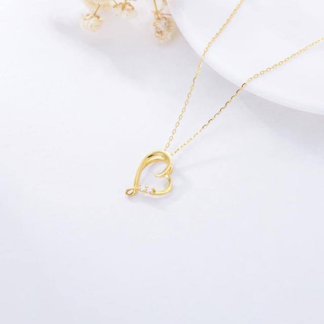 Collier en or 9K avec pendentif en forme de cœur en diamant-3