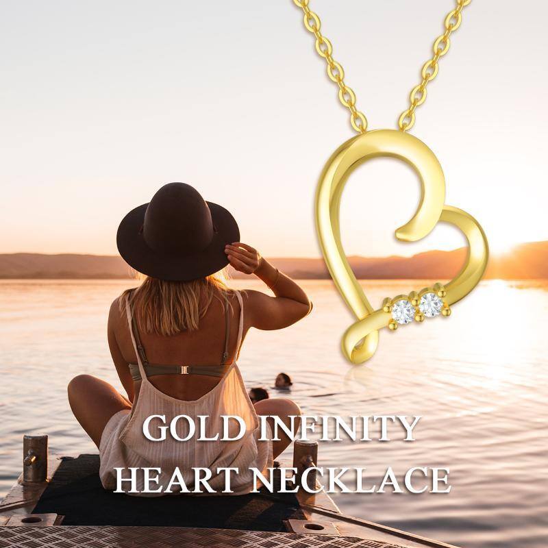 9K Gold Diamond Heart Pendant Necklace-6