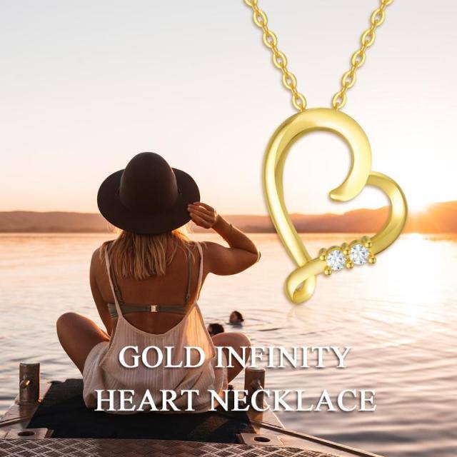 9K Gold Diamond Heart Pendant Necklace-5