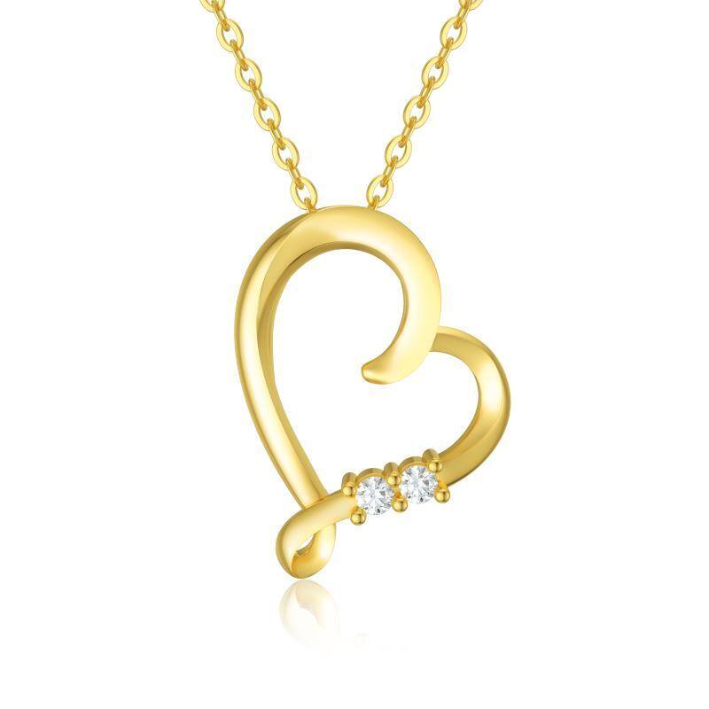 9K Gold Diamond Heart Pendant Necklace-1