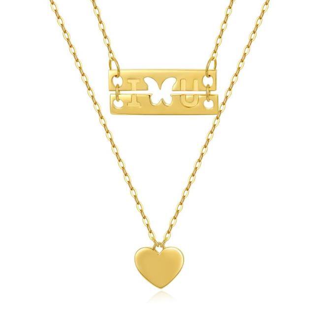 14K Gold Butterfly Layered Necklace-0