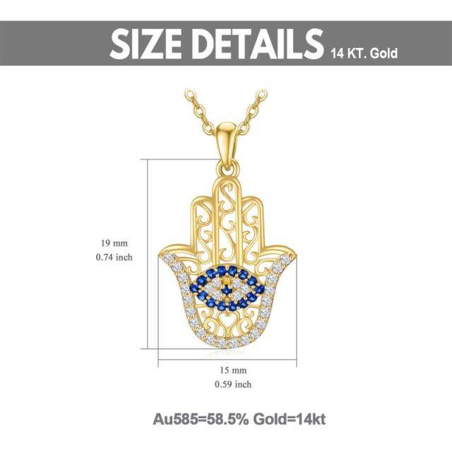 14K Yellow Gold Plated Devil's Eye Pendant Necklace-4