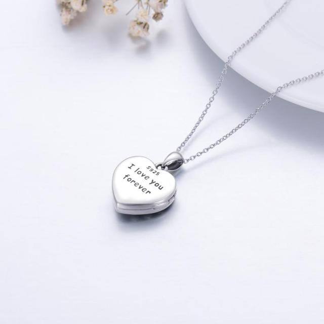 Sterling Silver Personalized Photo & Heart Personalized Photo Locket Necklace with Engraved Word-4