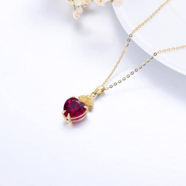9K Gold Heart Shaped Cubic Zirconia Cross Pendant Necklace-3
