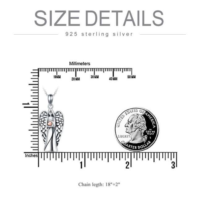 Sterling Silber Zweifarbige Engelsflügel & Herz Urnen Halskette-4
