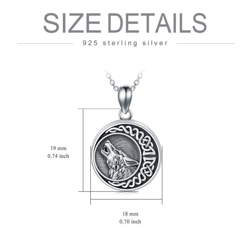 Collier en argent sterling avec pendentif photo personnalisé Wolf & Celtic Knot Moon-7