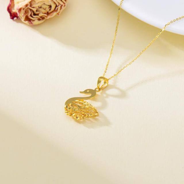 18K Gold Bird Pendant Necklace-3