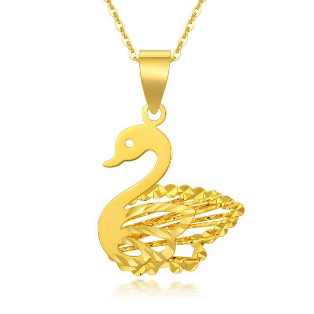 Colar com pingentes de cisne em ouro amarelo 18kt joias presentes para mulheres-0