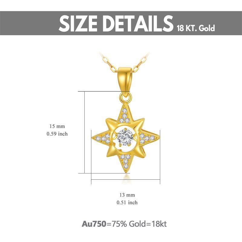 18K Gold Round Cubic Zirconia Stars Calendered Chain Necklace-6