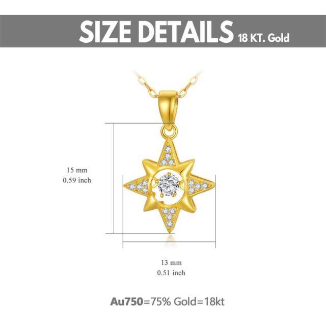 18K Gold Round Cubic Zirconia Stars Calendered Chain Necklace-5