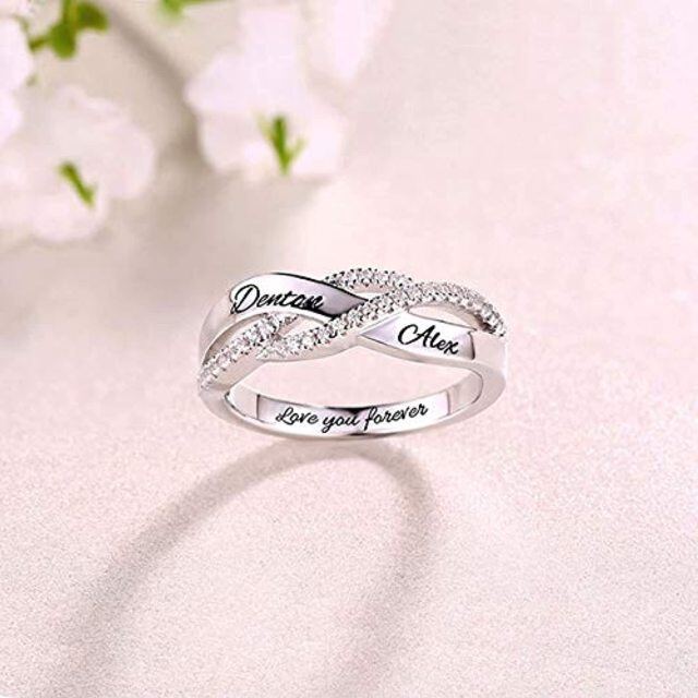 Sterling Silver Zircon Classic Name Ring-2