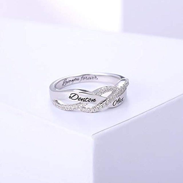 Sterling Silver Zircon Classic Name Ring-3