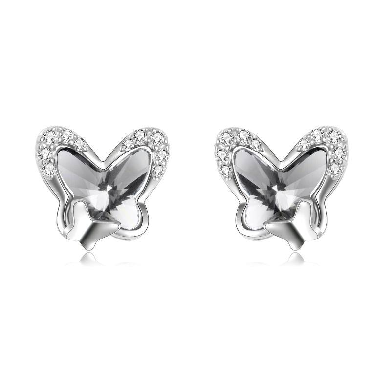 16c911355f9d707b8d1ed49077c7ed83 - 925 Sterling Silver Butterfly Stud Earrings Hypoallergenic Earring Fine Jewelry Gift for Women Girls