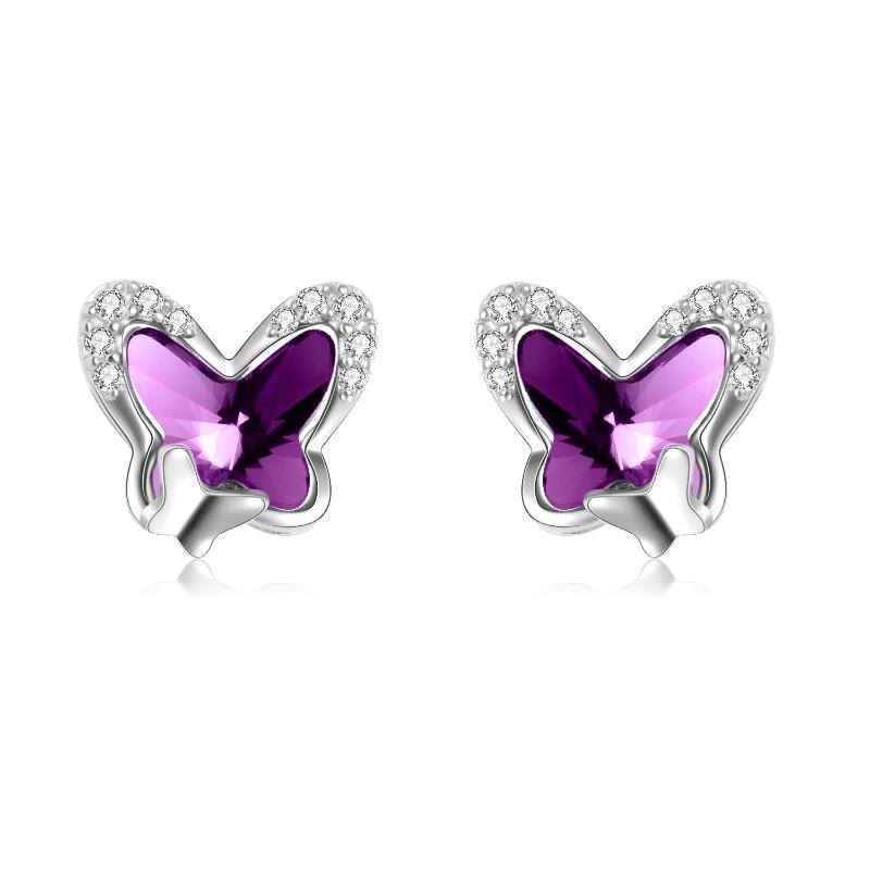 2cc60d84c160f36ebf360a4e1cd127e2 - 925 Sterling Silver Butterfly Stud Earrings Hypoallergenic Earring Fine Jewelry Gift for Women Girls