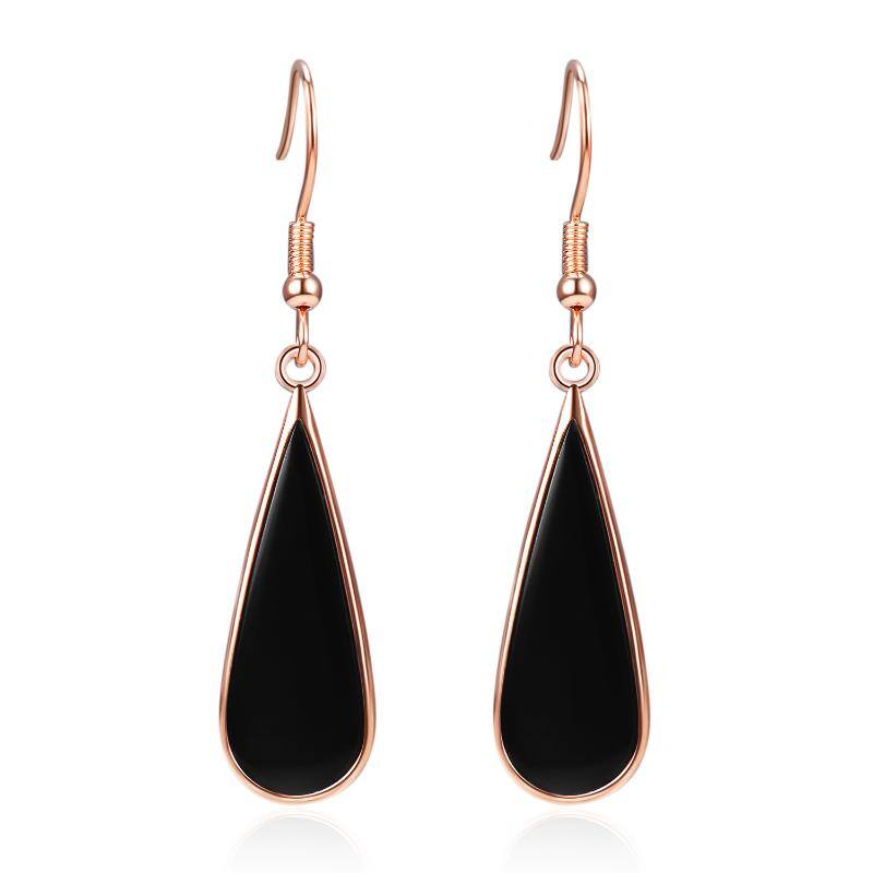 Sterling Silver with Rose Gold Plated Cubic Zirconia Drop Shape Drop Earrings-34