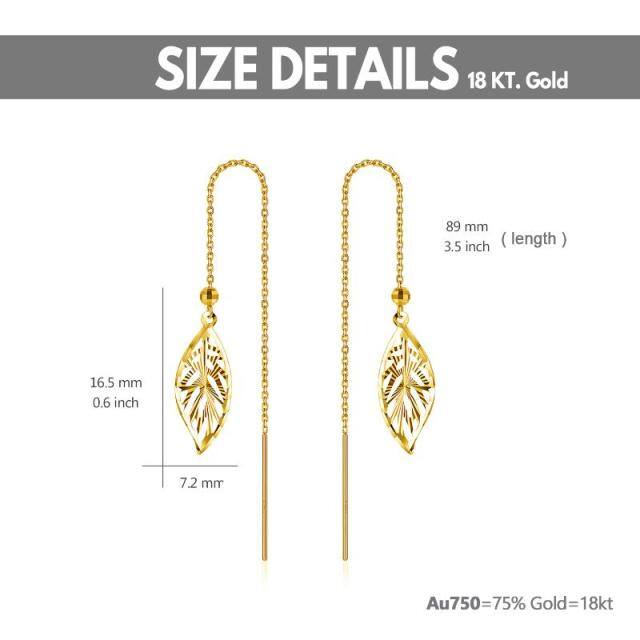 18K Gold Threaded Real Gold Leaf Drop Earrings Holiday Jewelry Gift For Women-8
