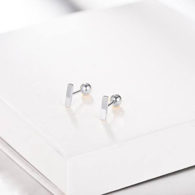 14K White Gold Stud Earrings-2