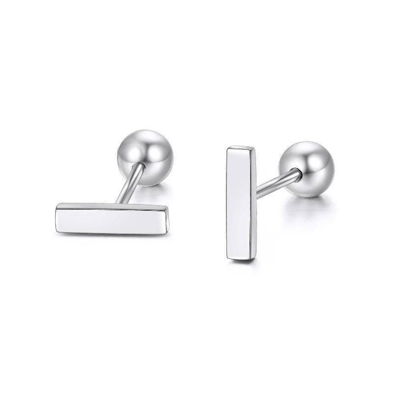 14K White Gold Stud Earrings-1