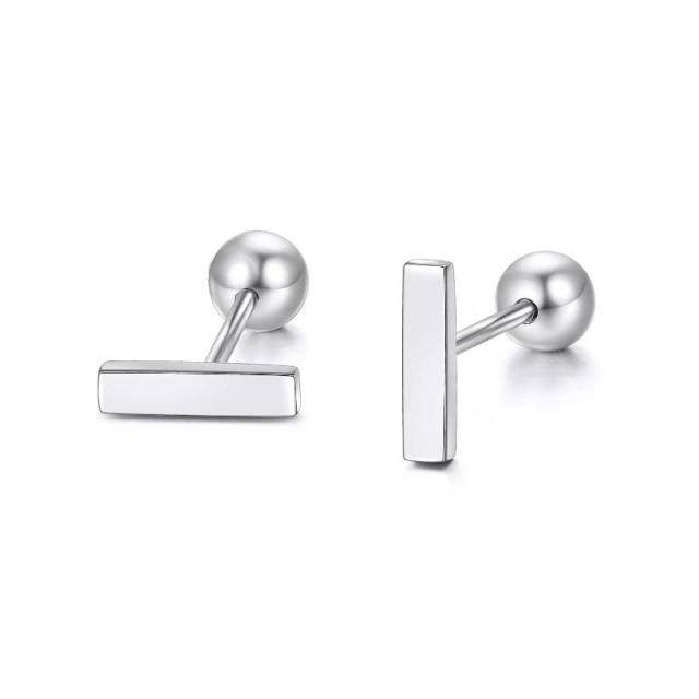 14K White Gold Stud Earrings-0