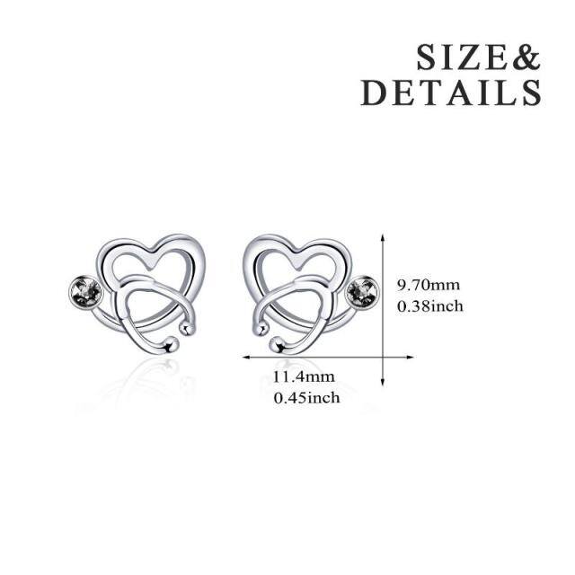 Nurse Earrings Sterling Silver Stethoscope Earrings Simulated Birthstone Studs Earrings with Crystal Jewelry Gifts For Nurse Doctor RN Medical Student-13