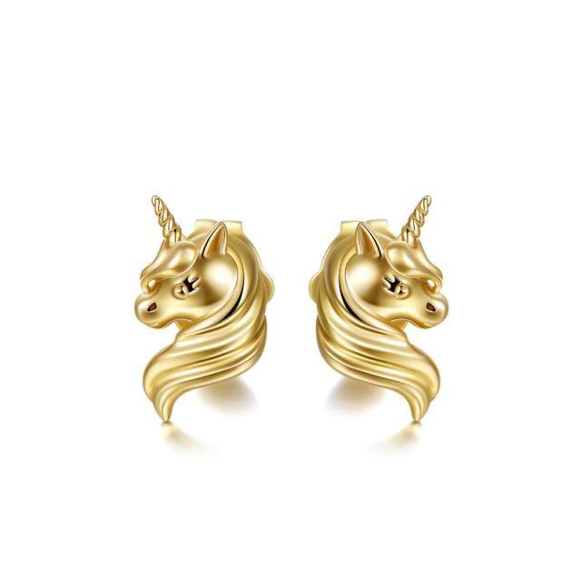 14K Gold Unicorn Stud Earrings-4