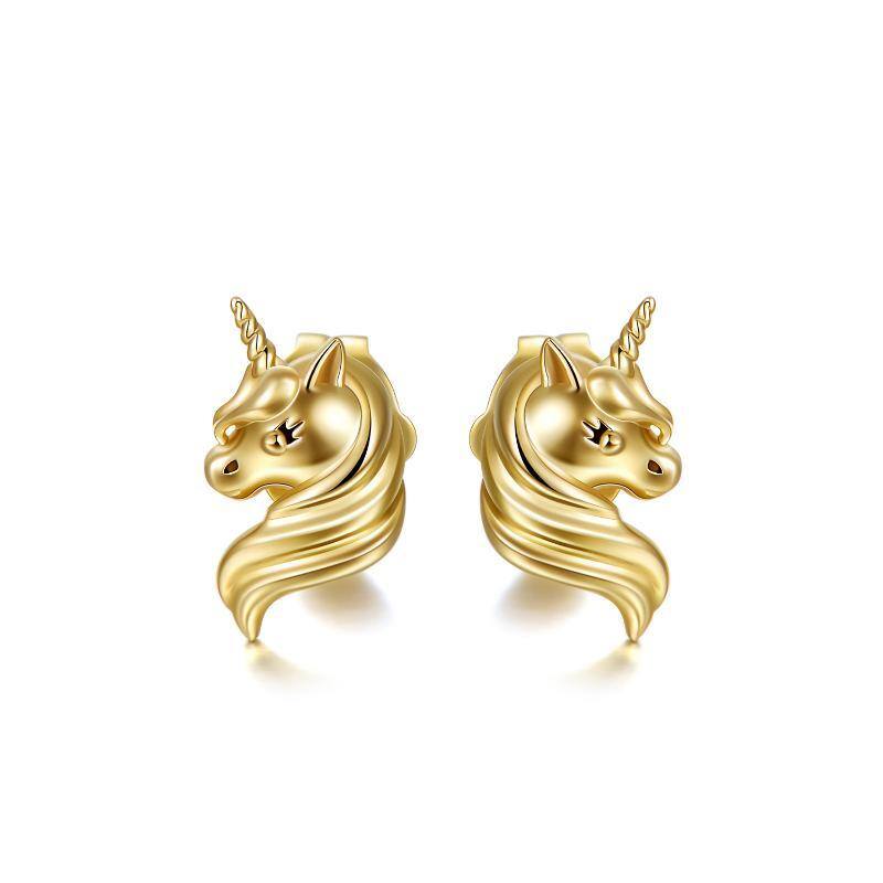 14K Gold Unicorn Stud Earrings