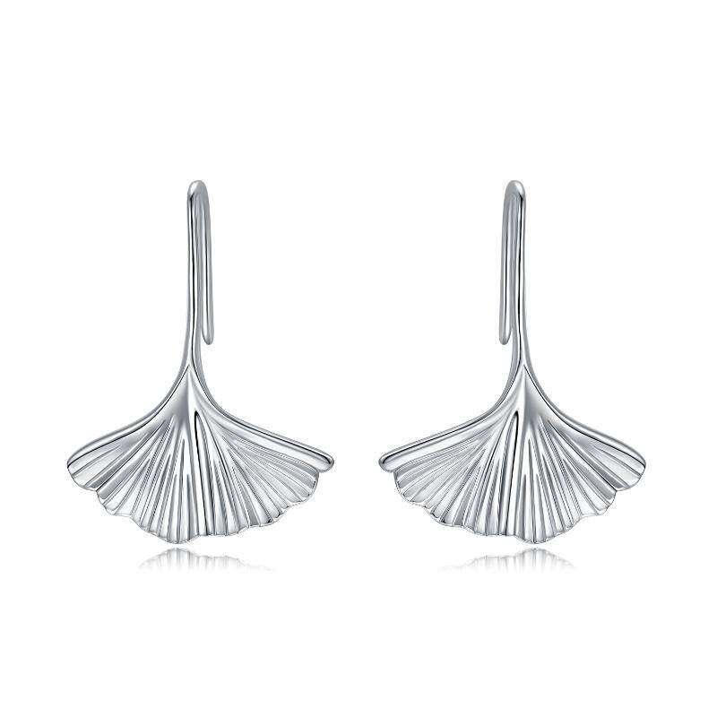 Sterling Silver Leaves Drop Earrings-1
