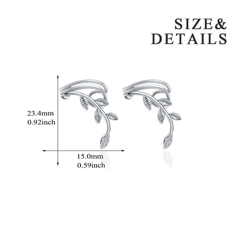 Sterling Silber Blätter Manschetten-Ohrringe-5