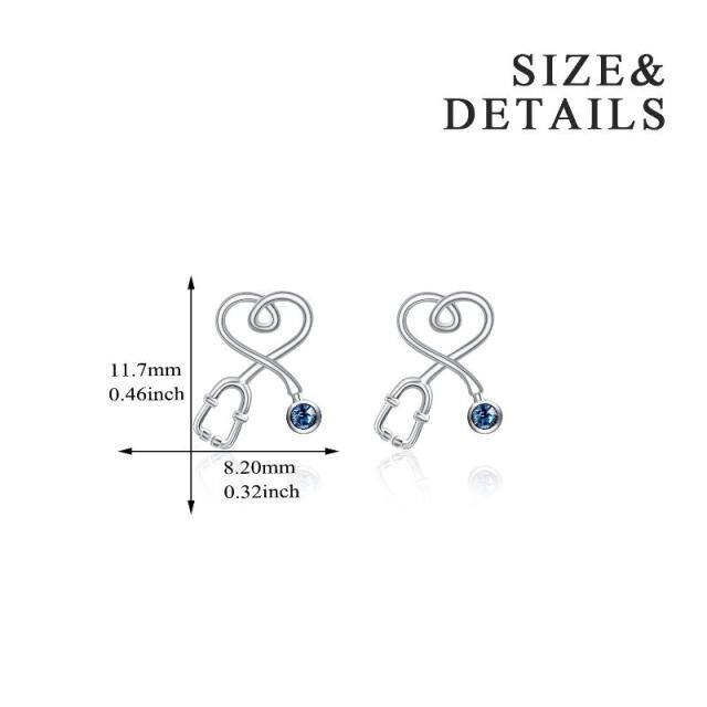 Boucles d'oreilles infirmière Stud Boucles d'oreilles stéthoscope en argent sterling avec cadeau de bijoux en cristal bleu pour infirmière médecin, cadeaux de la semaine des infirmières 2022-6
