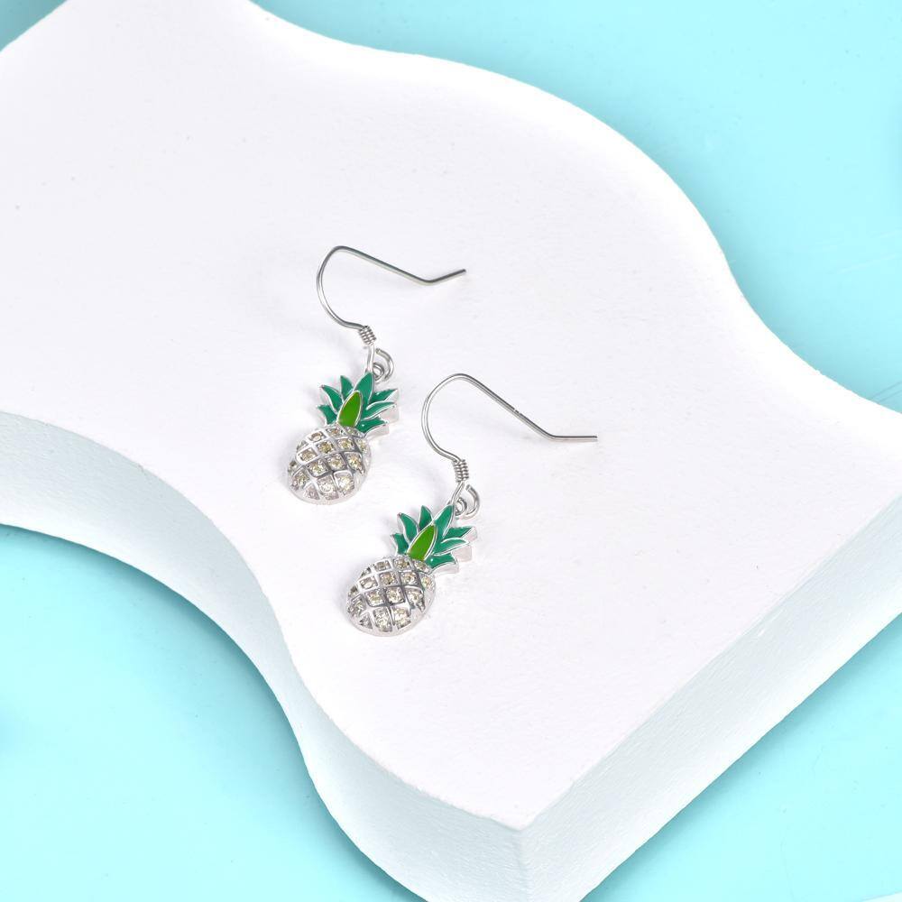 Boucles d'oreilles pendantes en argent sterling avec ananas en zircon cubique de forme cir-3