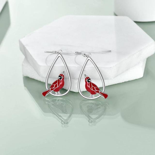 Sterling Silver Cardinal Drop Earrings-4