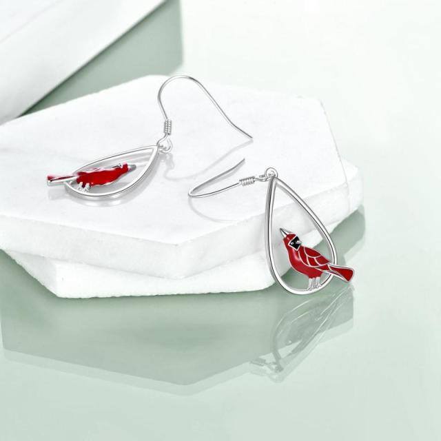 Sterling Silver Cardinal Drop Earrings-3