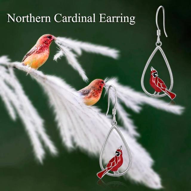 Sterling Silver Cardinal Drop Earrings-6