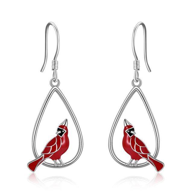 Sterling Silver Cardinal Drop Earrings-1