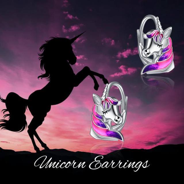 Orecchini a leva con unicorno in argento sterling-6