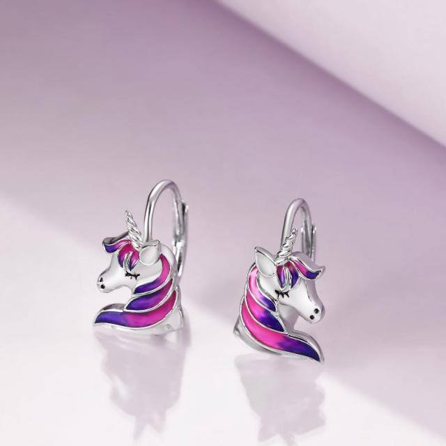 Orecchini a leva con unicorno in argento sterling-3