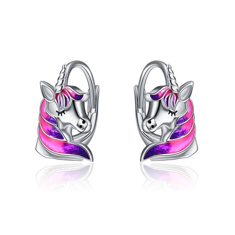Sterling Silver Unicorn Lever-back Earrings-1