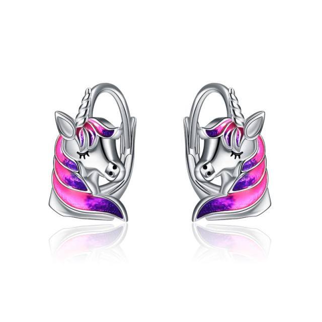 Orecchini a leva con unicorno in argento sterling-1