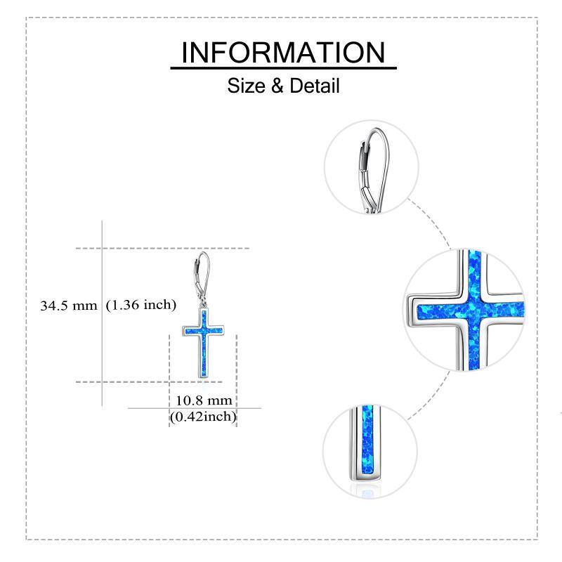 Boucles d'oreilles dormeuses en argent sterling avec croix et opale-5