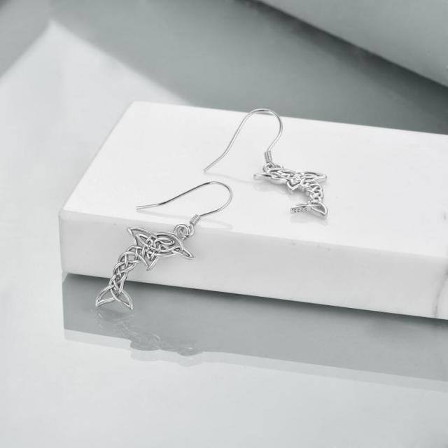 Sterling Silver Dolphin & Celtic Knot Drop Earrings-3