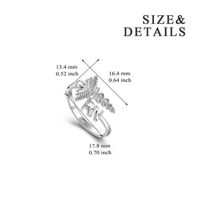 Anéis de caduceus em prata esterlina 925, presente de enfermeira RN para mulheres-5