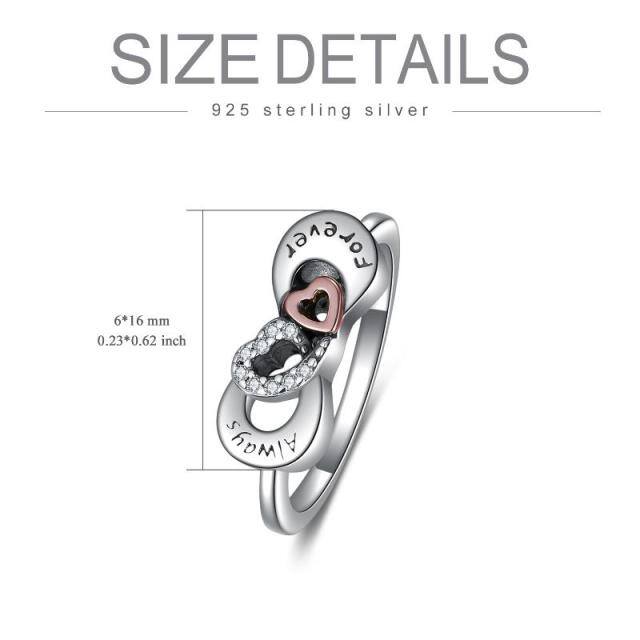 Sterling Silver Two-tone Cubic Zirconia Rose Urn Ring with Engraved Word-4