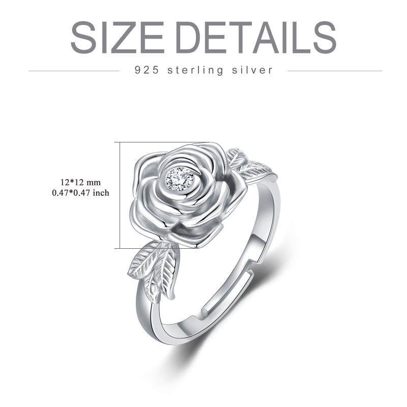 Sterling Silver Circular Shaped Cubic Zirconia Rose Urn Ring-4