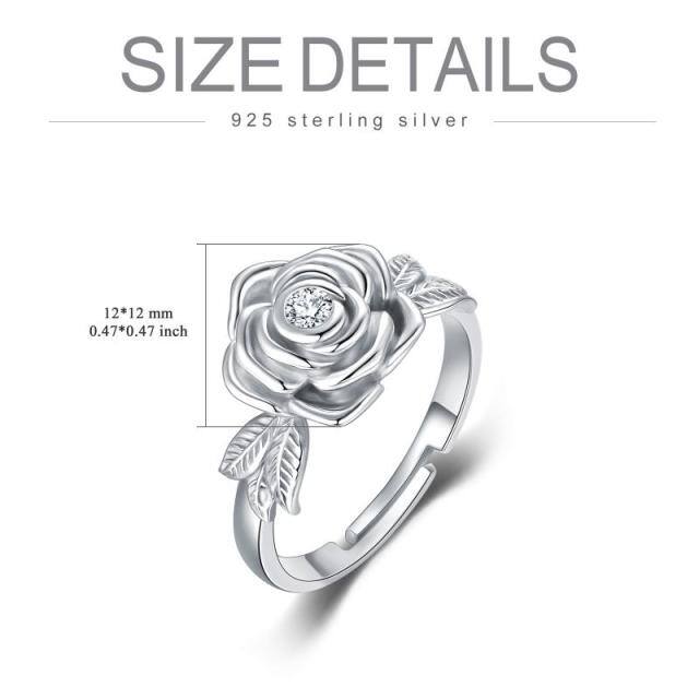 Sterling Silver Circular Shaped Cubic Zirconia Rose Urn Ring-3