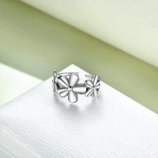 Anillo abierto Daisy de plata de ley-3