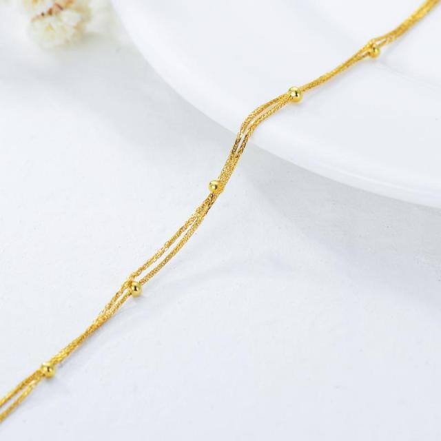 Tornozeleiras de ouro real 18k com corrente de múltiplas camadas, joias, presentes para mulheres-3