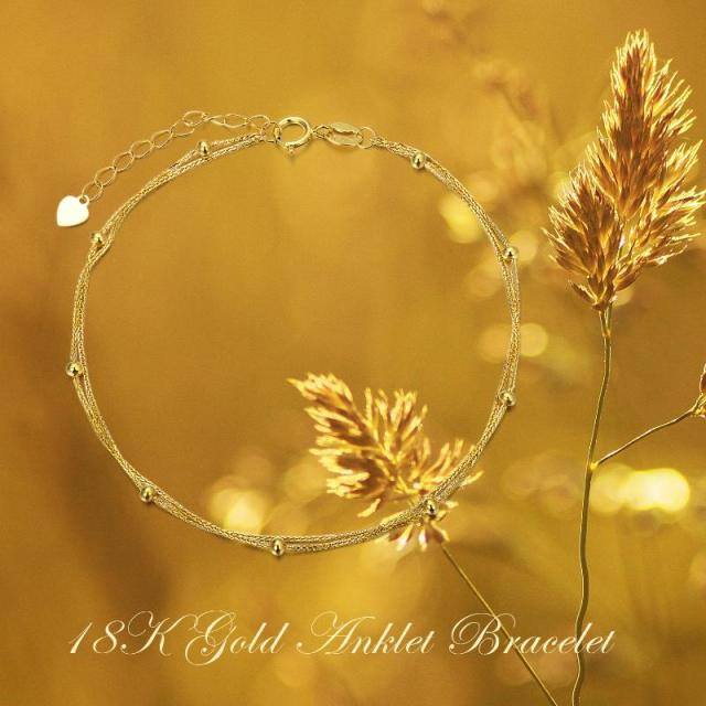 Tornozeleiras de ouro real 18k com corrente de múltiplas camadas, joias, presentes para mulheres-5
