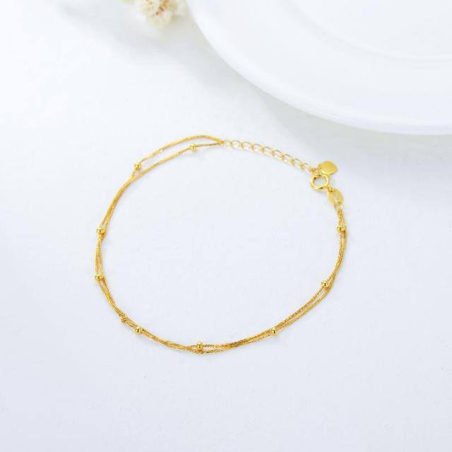 Tornozeleiras de ouro real 18k com corrente de múltiplas camadas, joias, presentes para mulheres-2