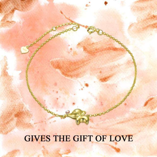 Bracelet de cheville en forme d'éléphant porte-bonheur en or 14 carats pour femme, bijoux cadeaux pour les amoureux des animaux-11
