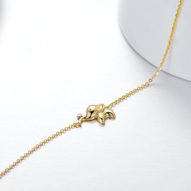 Bracelet de cheville en forme d'éléphant porte-bonheur en or 14 carats pour femme, bijoux cadeaux pour les amoureux des animaux-2